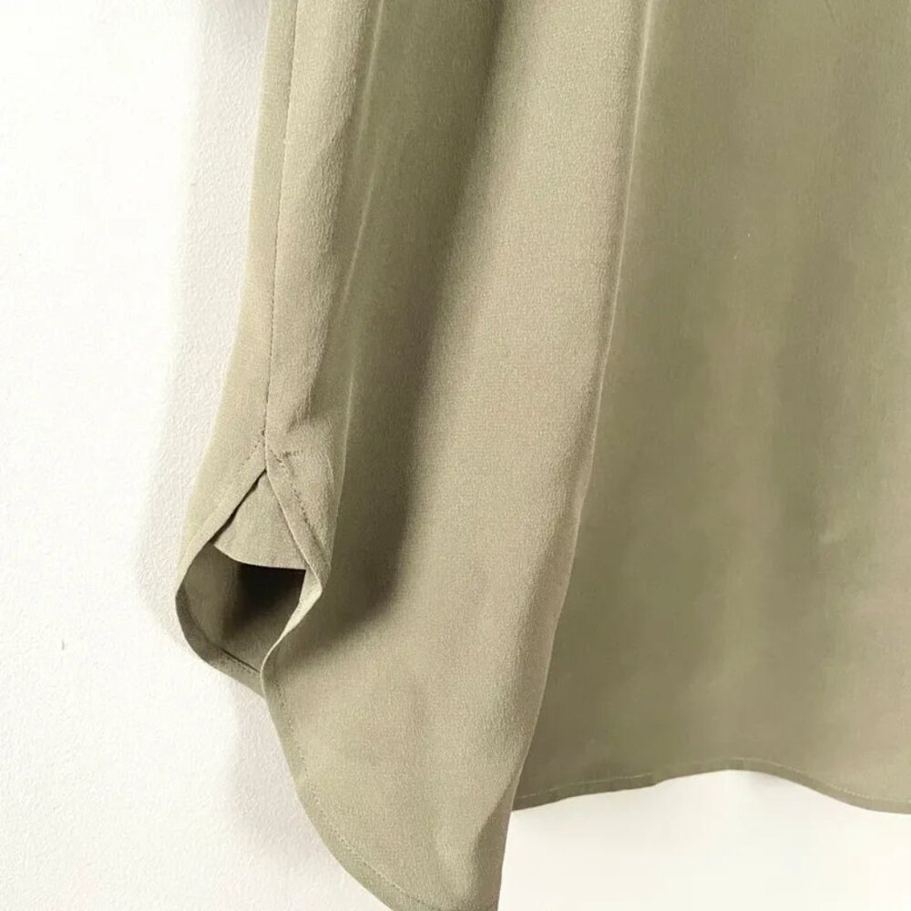 AllSaints Alex Silk Shirt Tunic Dress Olive Green Black Applique UK 10 US 6 - Picture 12 of 16